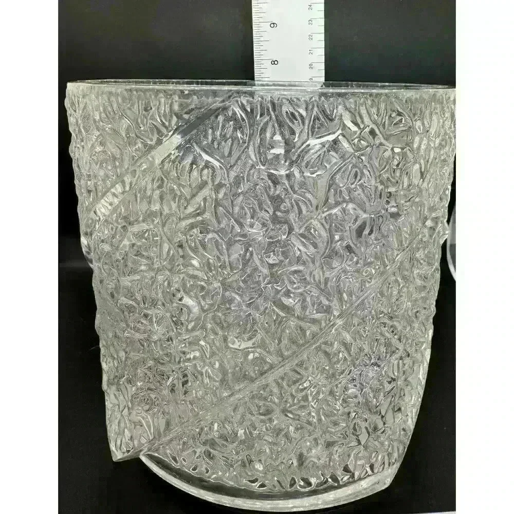 Vintage Mid-Century Modern Lucite Iceberg Textured Ice Bucket Stunning Clear